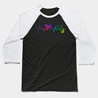 Tibetan Mastiff  Colorful Heartbeat, Heart & Dog Paw Baseball T-Shirt